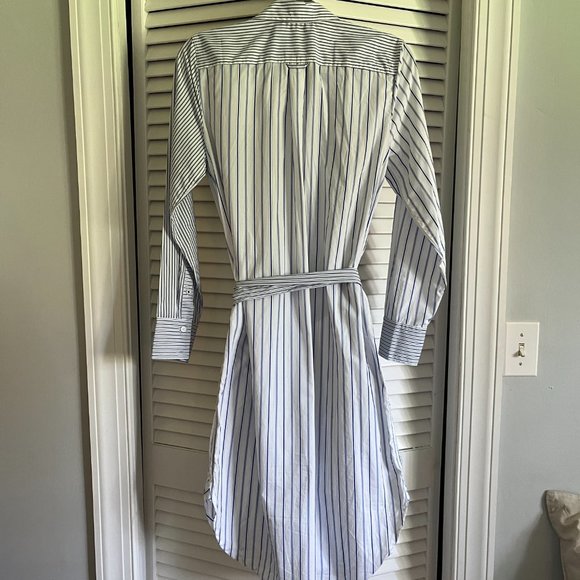 J. Crew Classic-fit cotton poplin shirtdress in mixed stripe Blue & White Size 2 - Picture 9 of 14